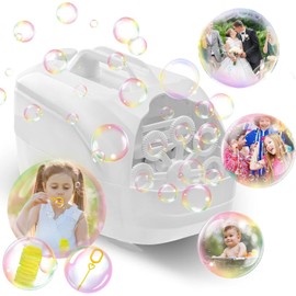Máquina De Burbujas,Máquina de Burbujas Portátil,Más De 8000 Burbujas por Minuto,Enchufable o con Pilas con Asa Adecuado,Juguete De Burbujas para Fiestas De Cumpleaños En Interiores y Exteriores