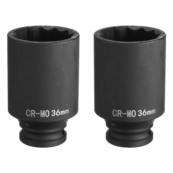 HARFINGTON 2Pcs 12-Point Deep Impact Socket 1/2 Inch Drive 36mm