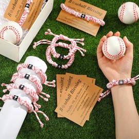 Liliaafar 12 Sets Baseball Bracelets Christian Baseball Team Gifts Adjustable Braided Sports Cross Bracelets with Blessing Cards Jesus Religious Gifts for Men Women Birthday Christmas Party Favors
