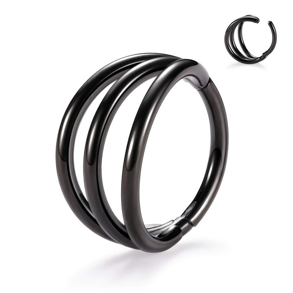AROWRO Septum Clicker Nose Rings Triple Open Stack Conch Daith