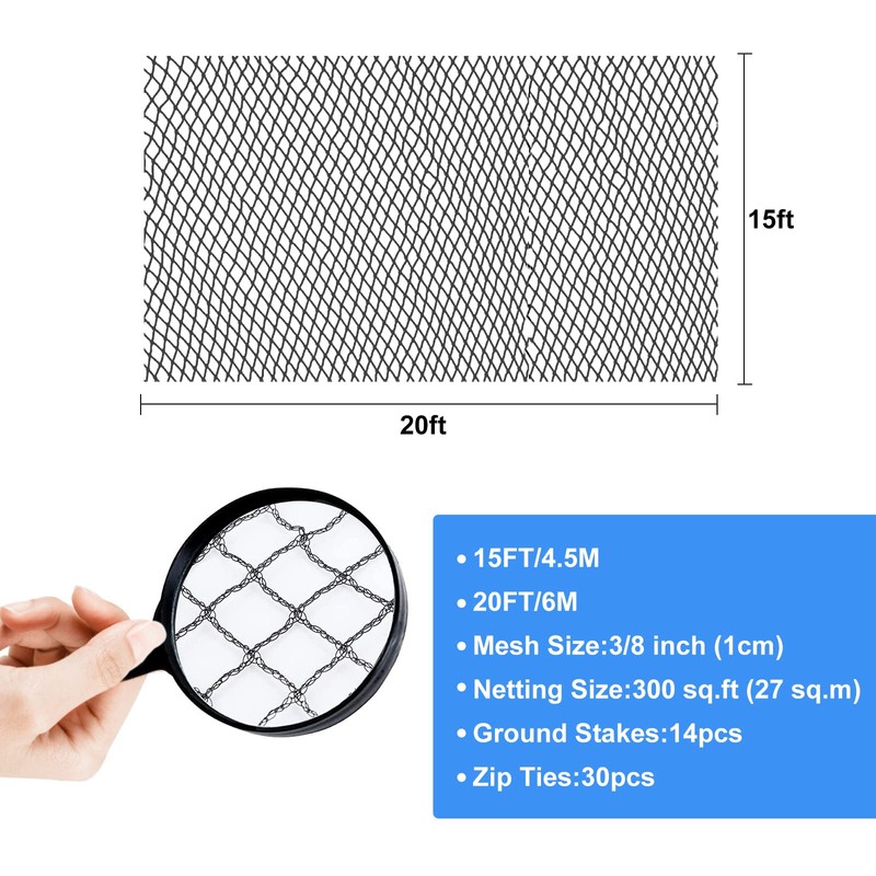 BUZIFU Pond Netting, 15 x 20FT Heavy Duty Pond Net
