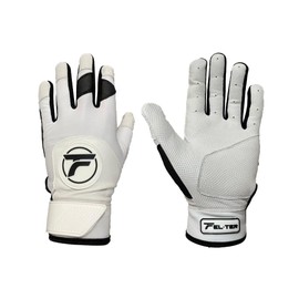 FELTER FITNESS Guantes de Bateo para Béisbol y Sóftbol Adulto Unisex (Blanco con Negro) (Small)