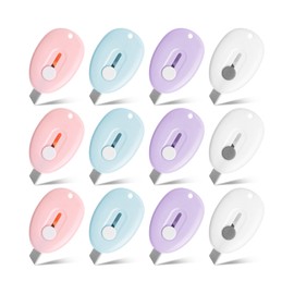 Bates- Mini Retractable Box Cutter, 12 pcs, Pastel Colors, Small Box Cutter Small, Mini Utility Knife, Mini Box Cutters Retractable, Mini Box Cutter Keychain Utility Knife, Small Box Cutter Mini
