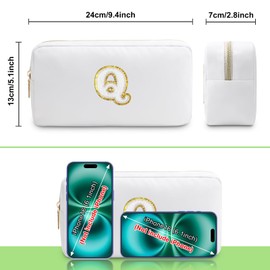 Initial Q Makeup Bags Initial Letter A-Z Cosmetic Bag for Women Friends Daughter Sister Mom Inspirational Gifts Travel Toiletry Bag Christmas Birthday Gifts for Her Bridesmaid Bff Makeup Pouch Q