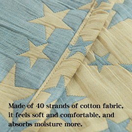 NTBAY 3 Layer Baby Muslin Cotton Toddler Blanket, 76x102 cm Jacquard Reversible Nursery Bed Blanket, Super Soft and Thermal Cot Bed Blanket for All Seasons, Baby Gift, 76x102 cm, Blue Yellow Star