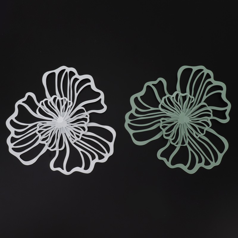 5PCS Metal Flower Wall Decor Iron Wall Art White Green