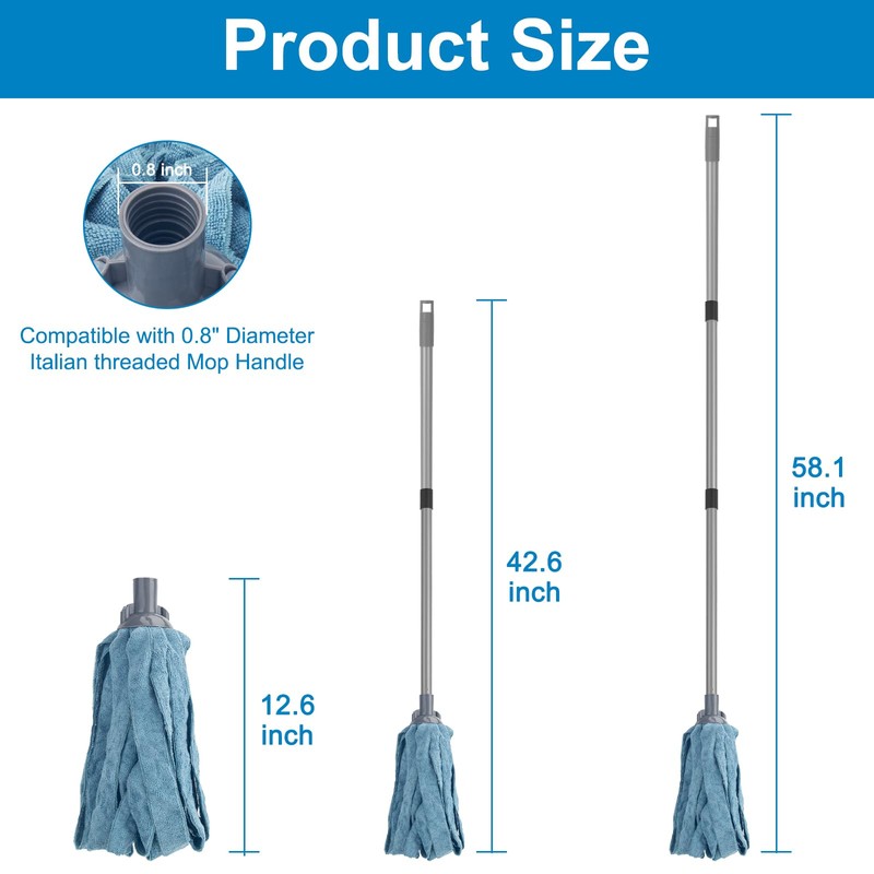 KeFanta Mops for Floor Cleaning,One Mop Handle with 2 Blue