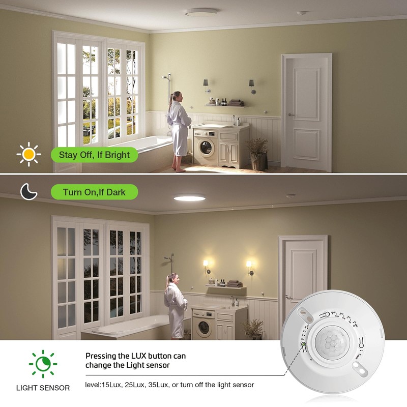RAYZEEK Ceiling Mount Motion Sensor Light Switch, 360° Occupancy Sensor,