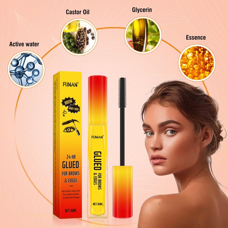 FUNAN Eyebrow Gel,Clear Brow Gel,Glued for Brows & Edges, for