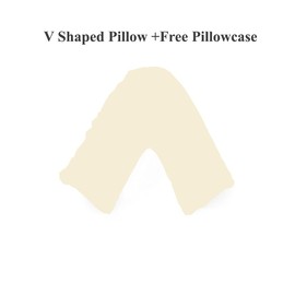 Orthopedic V-Shaped Pillow with Pillowcase Extra Filled Hollow Fiber Extra Cushioning Support For Head, Neck, Back and shoulder Cream, V-pillow Case