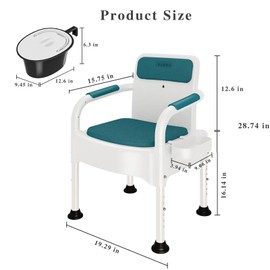 Bedside Commode, Portable Toilet for Adults, Toilet Seat with Armrests, Height Adjustable, Non-Slip, Anti-Odor, Suitable for Disabled and Elderly (Blue) (Color : Green)