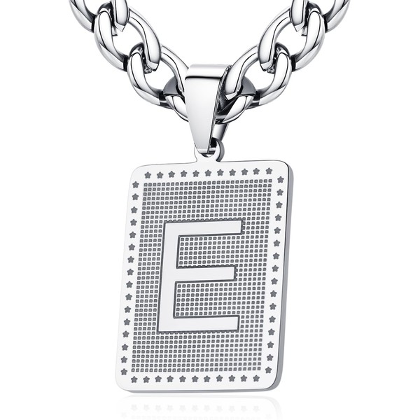 XIRUVE Length Adjustable Stainless Steel Initial Letter A-Z Rectangle Pendant