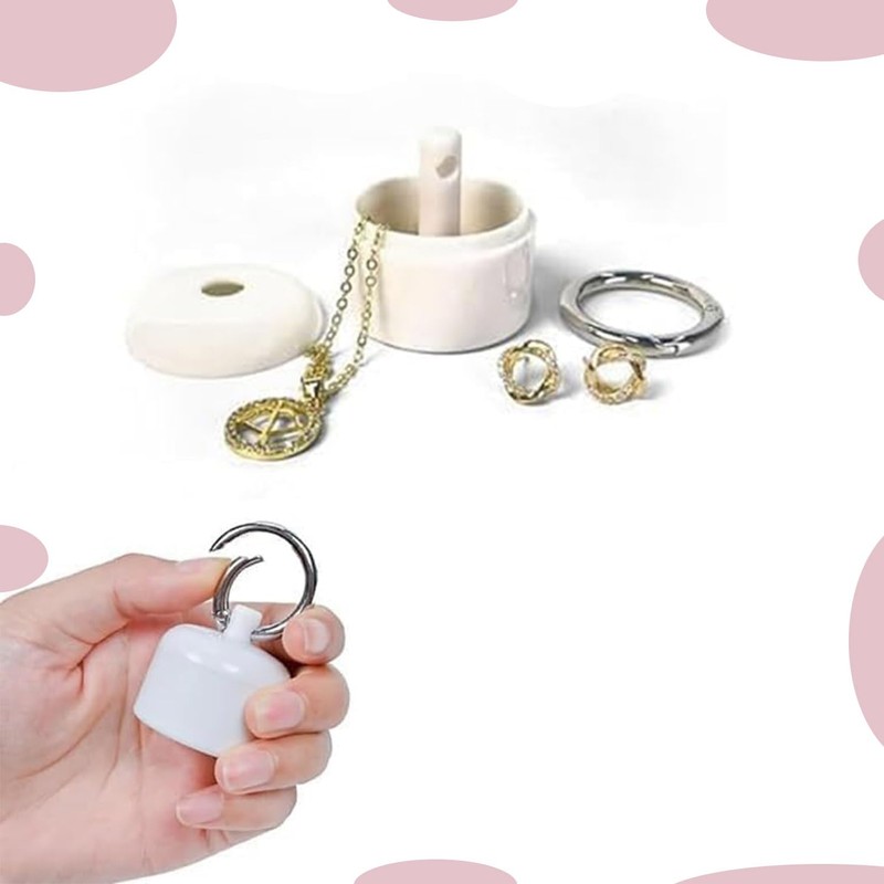 Roczential 2 Pieces Travel Jewelry Holder with Round Keychain, Small