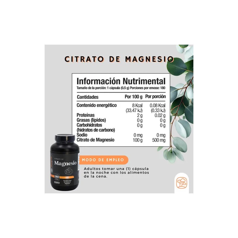Citrato Magnesio Momosie Suplemento Alta Absorción 180 Cápsulas Puras
