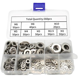 fogman Washers Screws Flat Washers Stainless Steel Spacers Set of 360