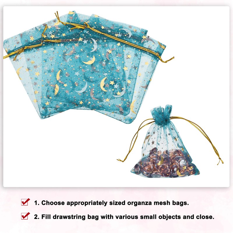 sourcing map Organza Bag 4" x 6", Sheer Moon Star