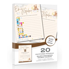 20 x A5 Picture Game Teddy Bear Themed Baby Shower Game with Winner Certificate – Unisex – Made in The UK