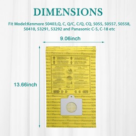 12 pack 50403 Vacuum Bags Replacement for Kenmore Canister Vacuum Bags Disposable Micro-Lined Vacuum Bag