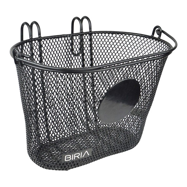 BIRIA Basket with Hooks, Front, Removable, Plate, Children Wire mesh Small Kids Bicycle Basket. can add Your Stickers, Diameter is 3", New (Black)
