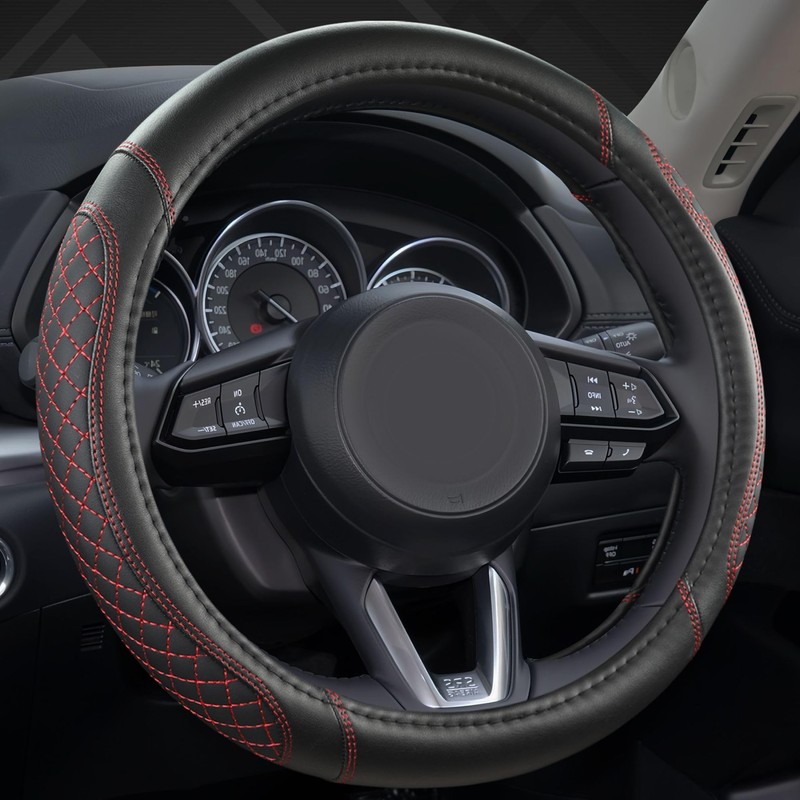GIANT PANDA PU Leather Steering Wheel Cover Compatible with Renault
