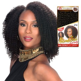 Zury Human Hair Weave Clip On 9Pcs 4A Coily (14", NATURAL)