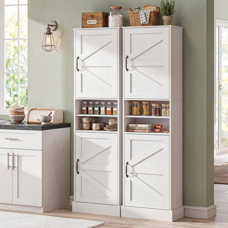 67" H Tall Bathroom Storage Cabinet with 2 Barn Doors