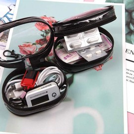 Round Transparent Accessory Travel/Business Trip Storage Pouch Black 1P Accessory Pouch / 원형 투명 소품 여행 출장 보관 파우치 블랙1P 소품파 소품파우치