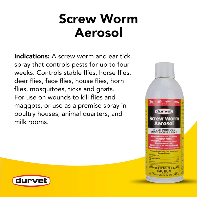 Durvet 003-1113400 58530 Screw Worm Aerosol, 12 oz, Brown/A