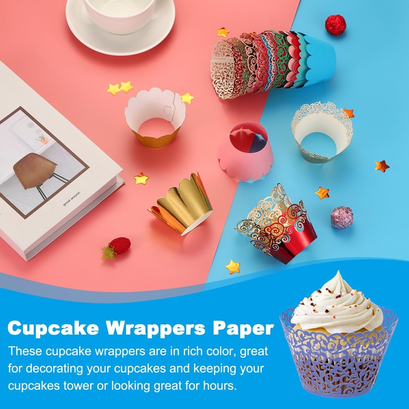PATIKIL Cupcake Wrappers Paper, 50 Pack Baking Cups Standard Vine