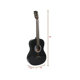 Star 6 String Acoustic Guitar 38 Inch with Beginner's Guide, Black (831-BK)