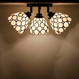 ANYONGLU Tiffany 3-Light Adjustable Multi-Directional Ceiling Light Stained Glass Cream Pearl Style Hanging Light Fixture Metal Base Ceiling Lamp (Cream Pearl)
