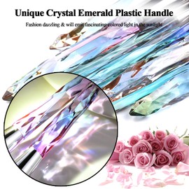 Adpartner 10PCS Makeup Brushes Crystal Handle Makeup Brush Set Premium Rainbow Color, Professional Kabuki Cosmetic Brush for Powder Foundation Concealer Blush Eye Shadow Eyebrow Makeup Kit - A