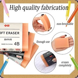 Outus 3 Gomas de Borrar Blandas Extragrandes 4B Borrador de Lápiz de Grafito 4B de 3 x 2 Pulgadas Borrador Bajo en Polvo Borrador de Arte de Cubo de Bloque Naranja para Dibujar Escribir