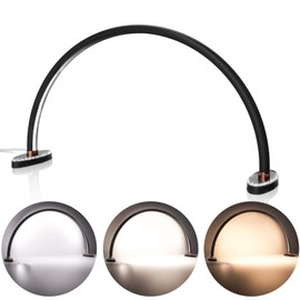 Half Moon Light for Nail Desk, Medium Nail Lamp for Desk with Stepless Dimming, Half Moon Desk Lamp 3 Color Temperature, 24.6inch LED Desk Lamp for Manicure, Tattoos, Eyebrows, Beauty (Black)