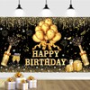 YinQin 180x120 cm Glitter Golden Black Happy Birthday Backdrops Banners