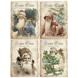 Unbranded Vintage Christmas Santa Decoupage 4 Prints Each 8x10” Home Decor, Crafts, #CD40