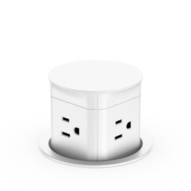 Automatic Pop up Countertop Outlet,Pop Out Outlet Station with 15 Amp Receptacle Outlet,Splash Resistant,Pop Up Outlet for Kitchen Countertop,Conference Table Power Hub(White)