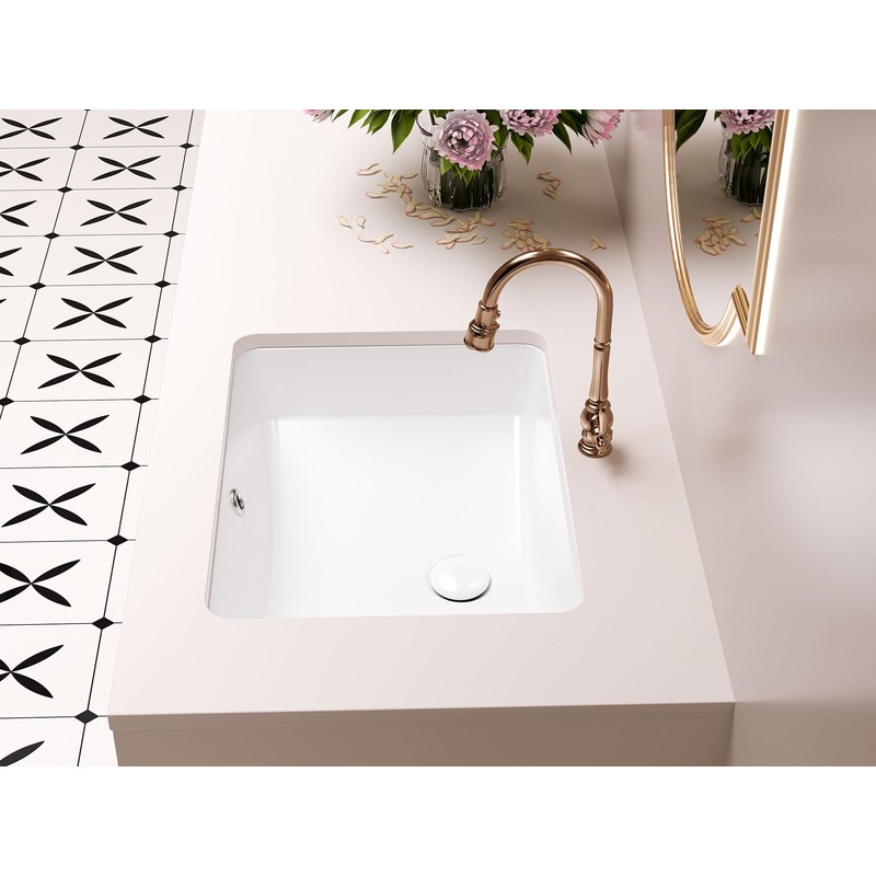 SmartSylva Rectangular Undermount Bathroom Sink,18 x 14 Inch Porcelain Ceramic