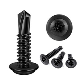 ZAMBASE 100 PCS 410 Stainless Steel #8x5/8 Self Tapping Screws for Metal, Black Oxide, Modified Truss Head Self Tapping Sheet Metal Screw .(Cross #8x5/8)