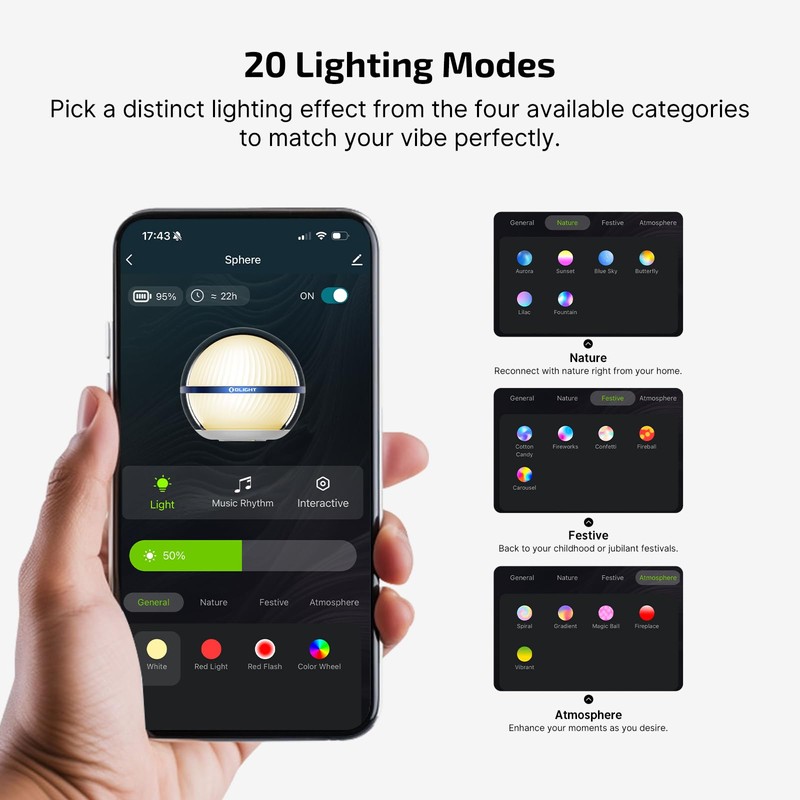 OLIGHT Sphere 75 Lumens Night Light 360-degree Light-Emitting Surface Kids-Friendly