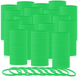 Liliful 400 Pcs Silicone Wristbands Solid Color Silicone Bracelets Blank Rubber Sports Rubber Wristbands Bracelets Stretch Bands for Adults Men Women Teen(Green)