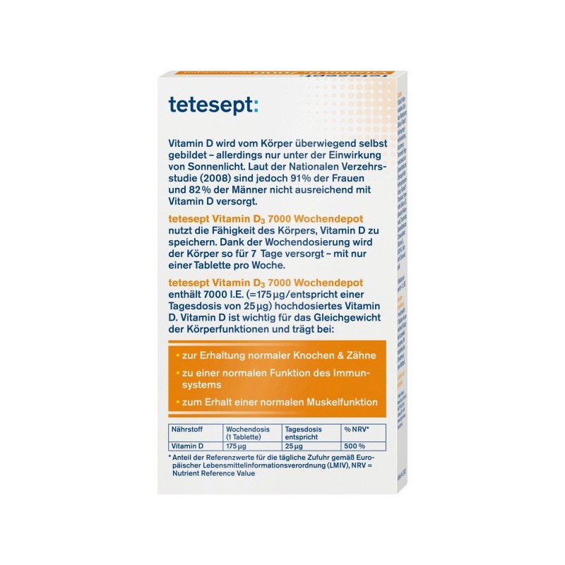 테테셉트 비타민 D3 7000 위클리 데팟 정제 12정 6g Tetesepte