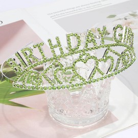 AOPRIE Green Silver Birthday Crowns for Women Tiaras for Women Crowns for Girls Rhinestone Crystal Decor Headband