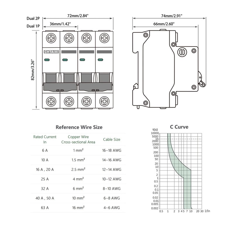 Chtaixi Manual Transfer Switch, 32 Amp 120V/240V AC Dual 2-Pole
