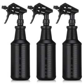 Honeydak 3 Pack Plastic Spray Bottles Black 24 oz Heavy Duty Opaque Spray Bottles UV Light Blocking Refillable Reusable Leak-proof Sprayers for Cleaning Solution Kitchen Garden Home Plant