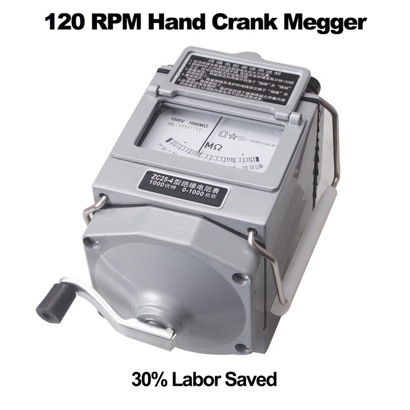 1000MΩ Megohmmeter, 120 RPM Hand Crank Megger, Portable Megger 1000V