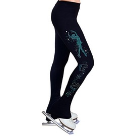 NY2 SPORTSWEAR Figure Skating Practice Pants with Spangles S102B - Adult Sizes- (Adult Small) Black