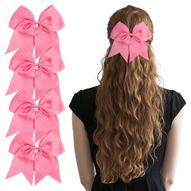 SHELEMB Bow Hair Ties，Silky Satin Hair Bows Big Hair Bows for Women Hair Ribbons Bowknot Aesthetic Hair Accessorie - Pink