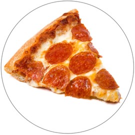 Pepperoni Pizza Slice - 3 Inch Circle Sticker 3" x 3" - Delicious Food Yum