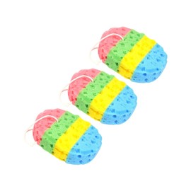 Mikinona 3pcs Seaweed Bath Sponge Exfoliating Oval Sponges Four Colors Natural Bathing Tools for Gentle Skin Care for Home and Bathroom Use